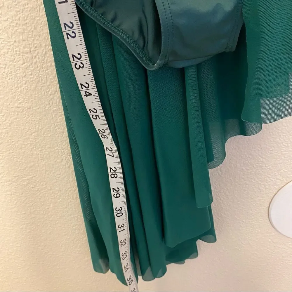 WEISSMAN Balera competition solo Dance custom illusion green Costume D12370 LC